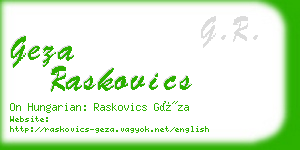 geza raskovics business card